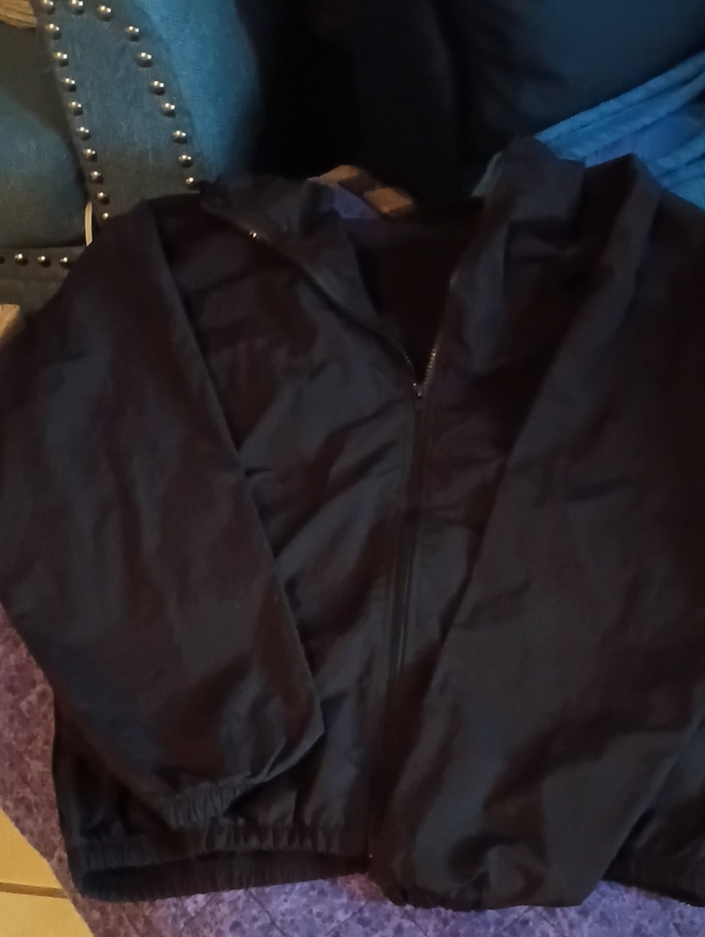 Woman Black Hooded Windbreaker Jacket - Lightweight Zip Front